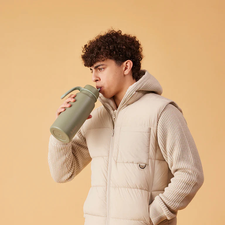 1L insulated flip top bottle - olive