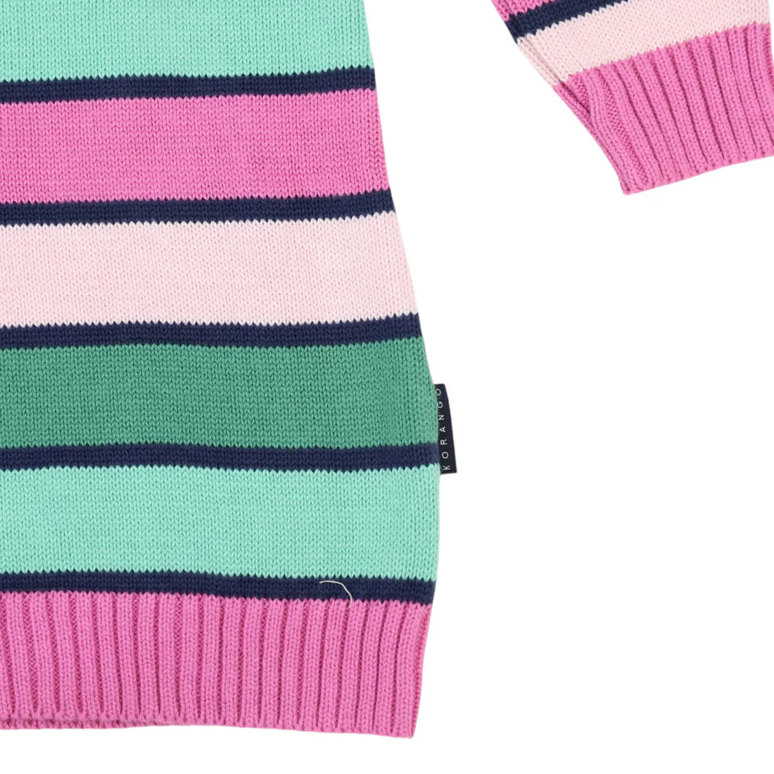A-line Striped Knit Dress Green