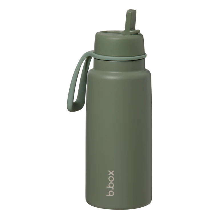1L insulated flip top bottle - olive