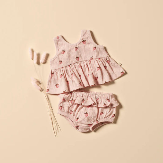 Strawberry Kisses Organic Ruffle Set