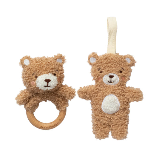 Ring Rattle & Dummy Chain Gift Set - Cuddly Bear