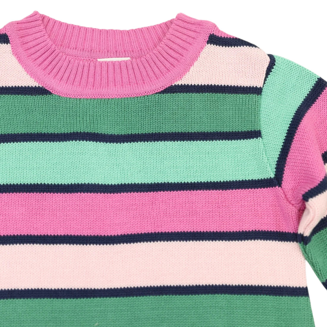 A-line Striped Knit Dress Green