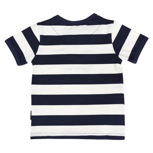 Truck Applique Tee Navy Stripe