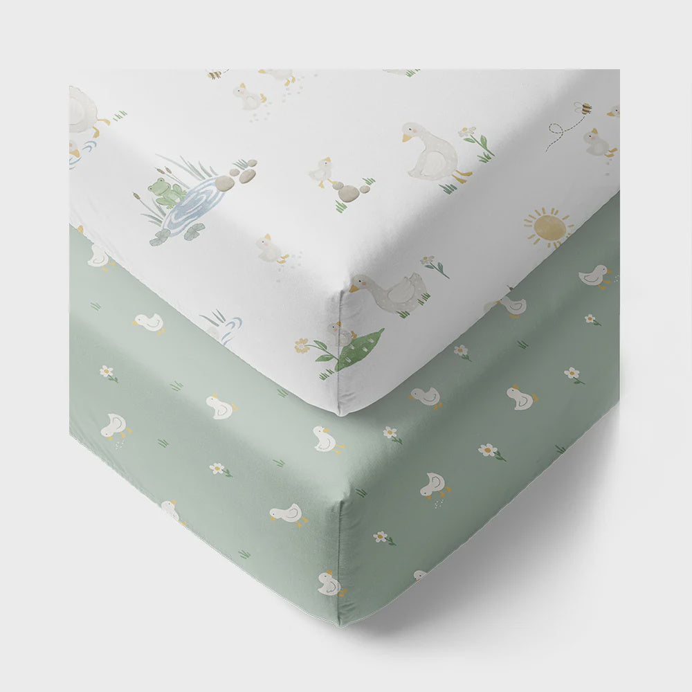 2 pack fitted cot sheet - goosey goosey