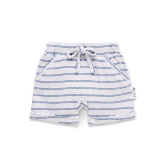 Blue Stripe Rib Shorts
