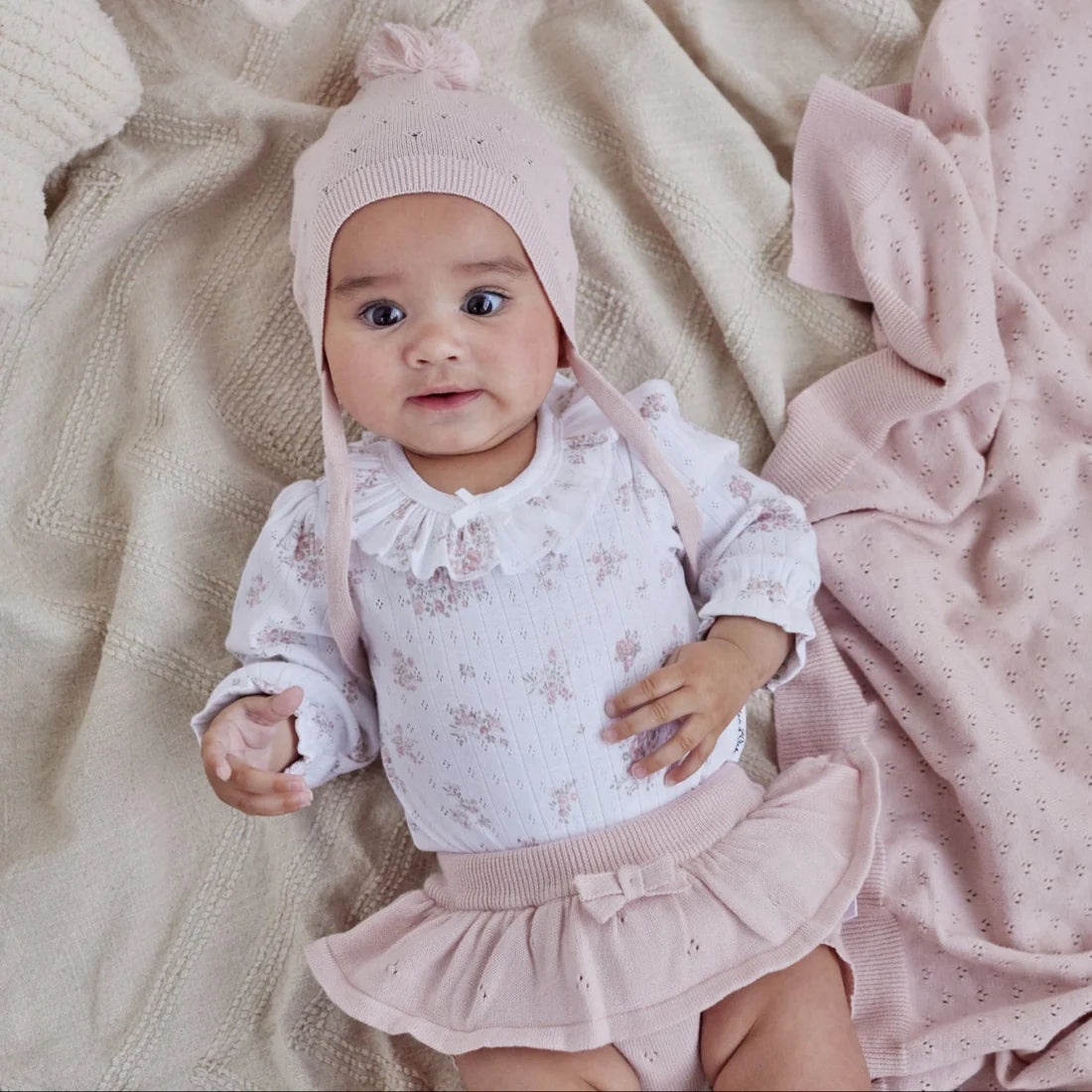 Rose Blush Knit Bonnet