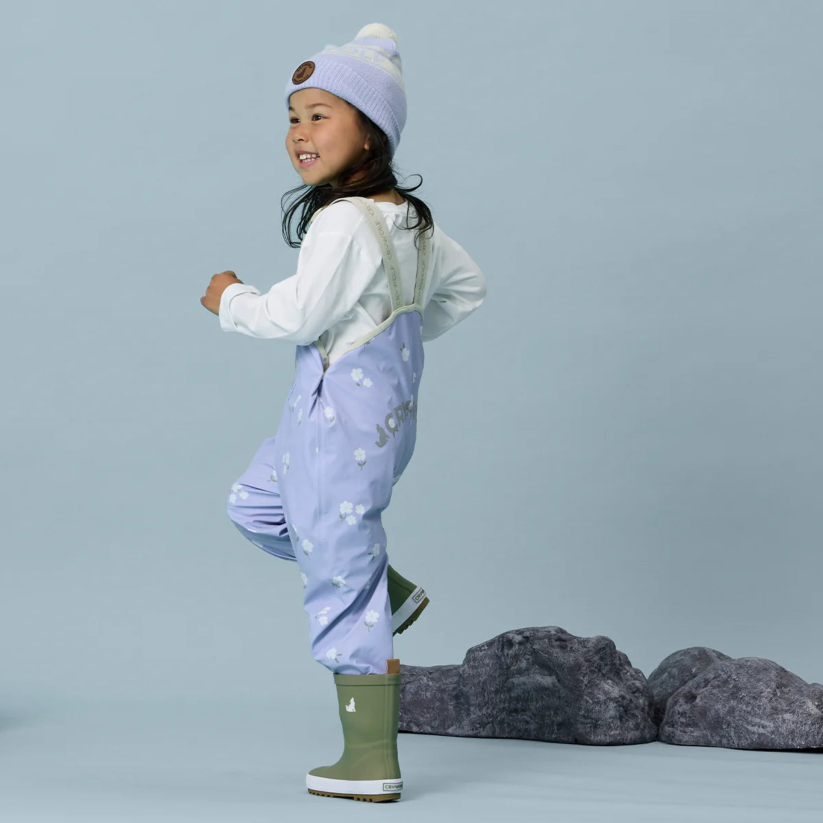 Rain overalls - Floral Periwinkle