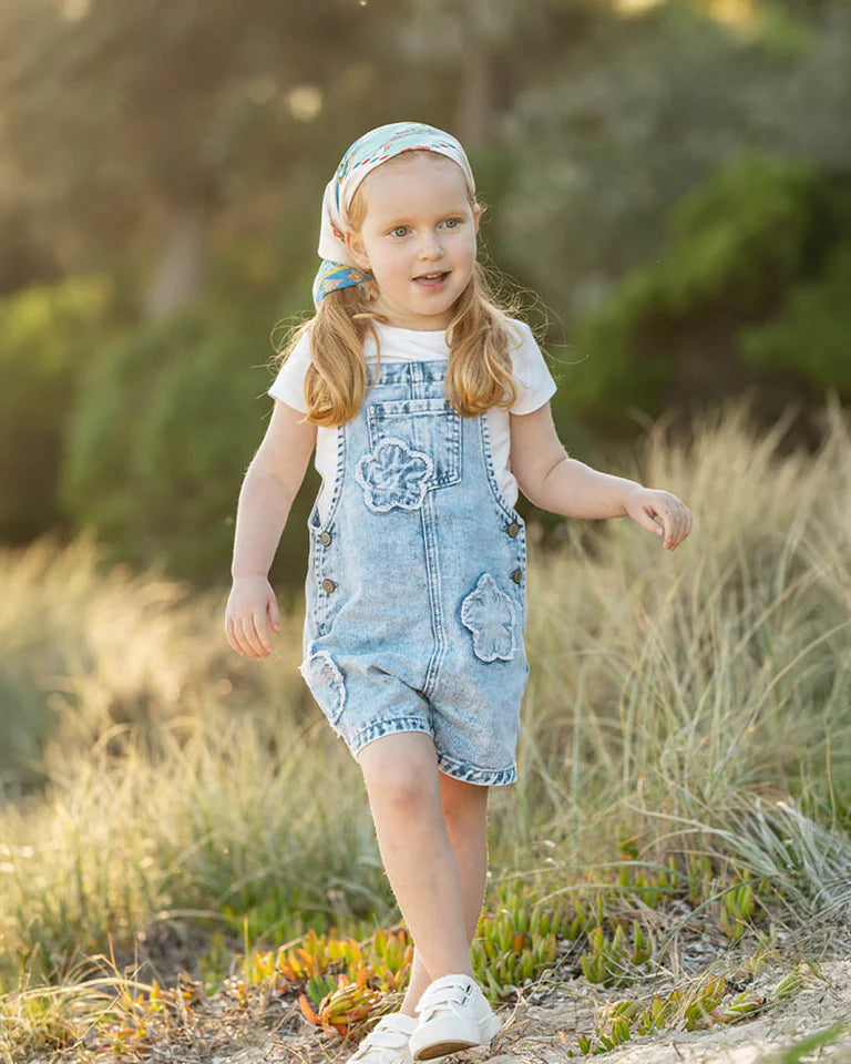 GROW WILD FLOWER APPLIQUE DENIM OVERALL 3-7 YRS