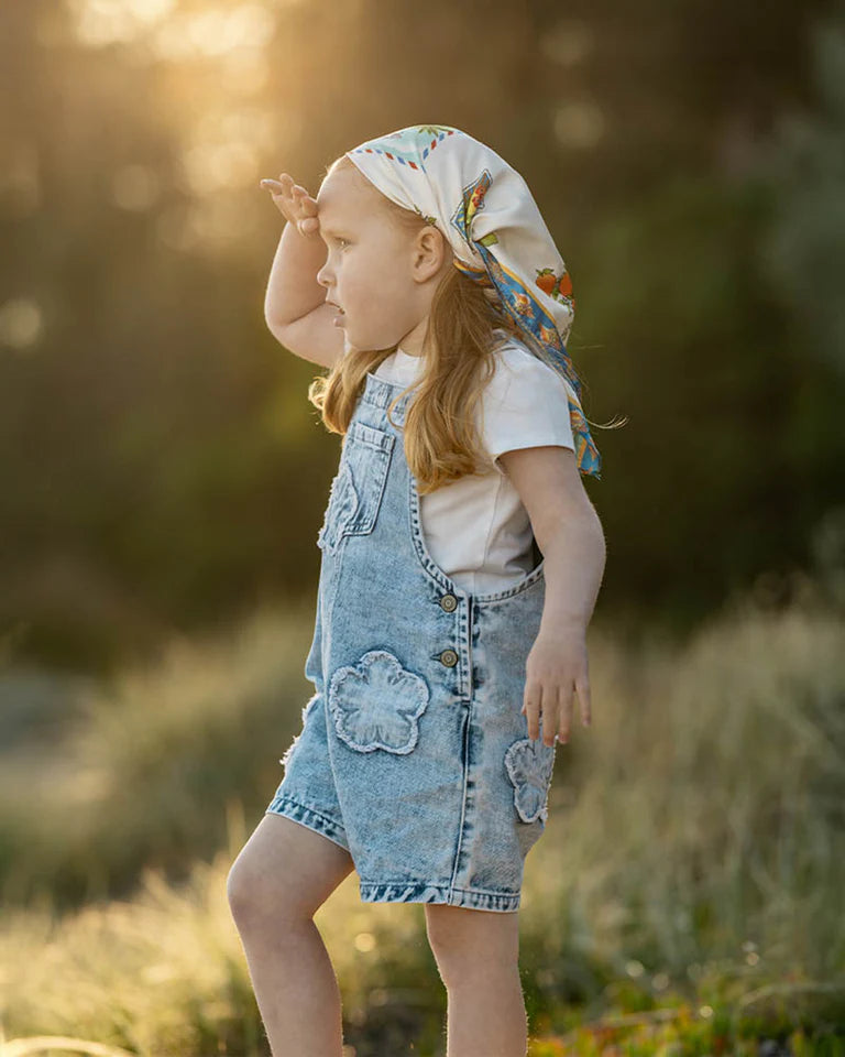 GROW WILD FLOWER APPLIQUE DENIM OVERALL 3-7 YRS