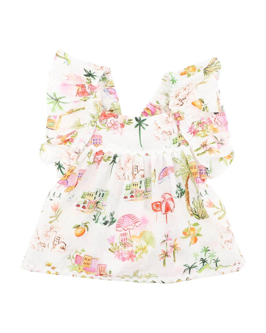 PARADISO PRINT FRILL TOP