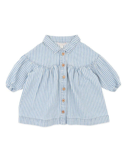WINTER VACAY STRIPE DENIM DRESS