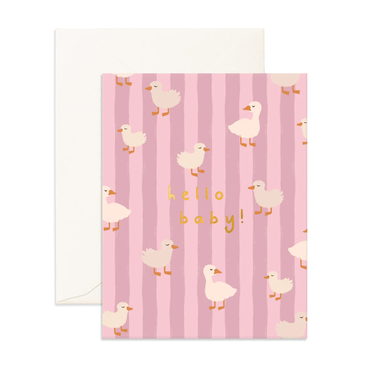 Hello Baby Ducks Greeting Card | Pink