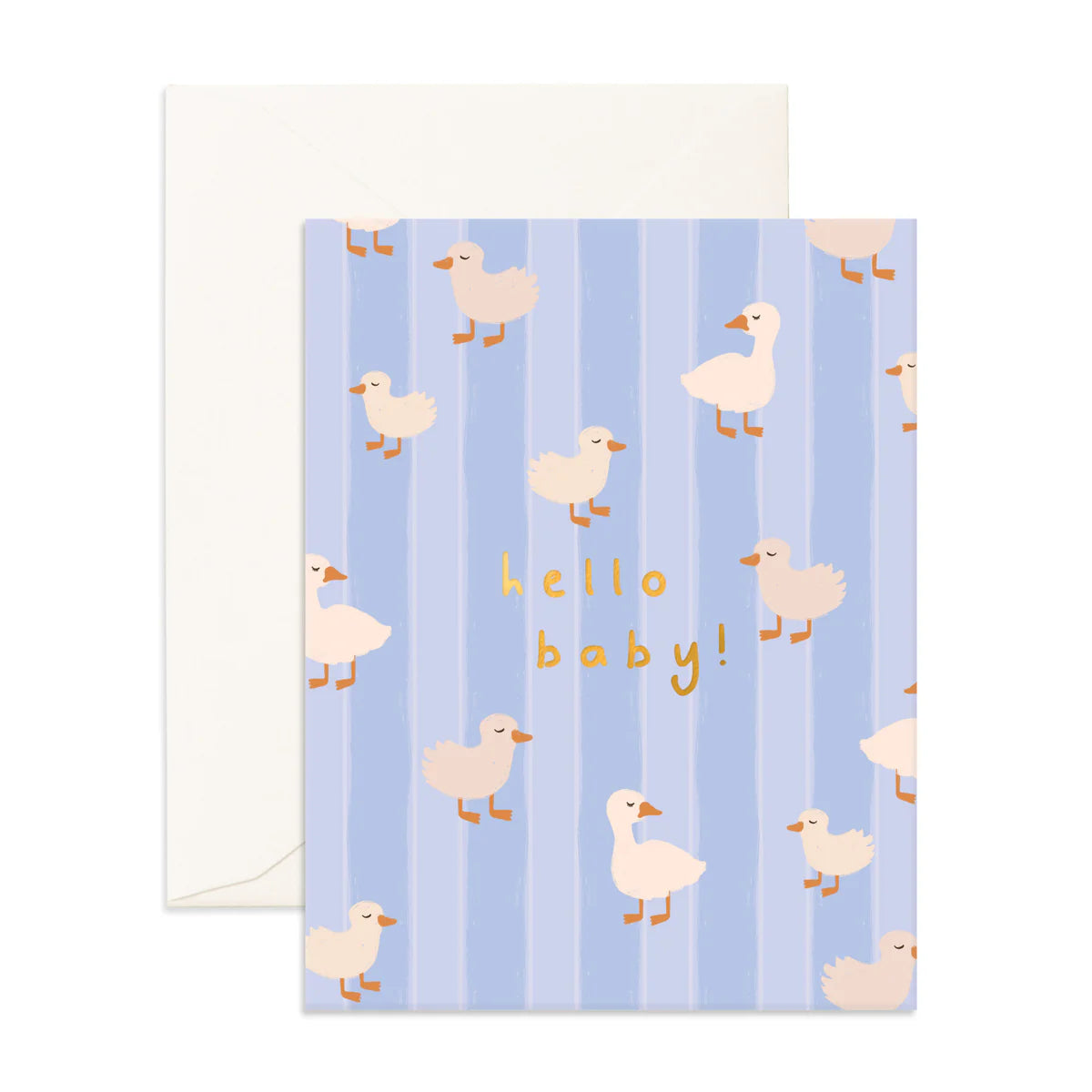 Hello Baby Ducks Greeting Card Blue