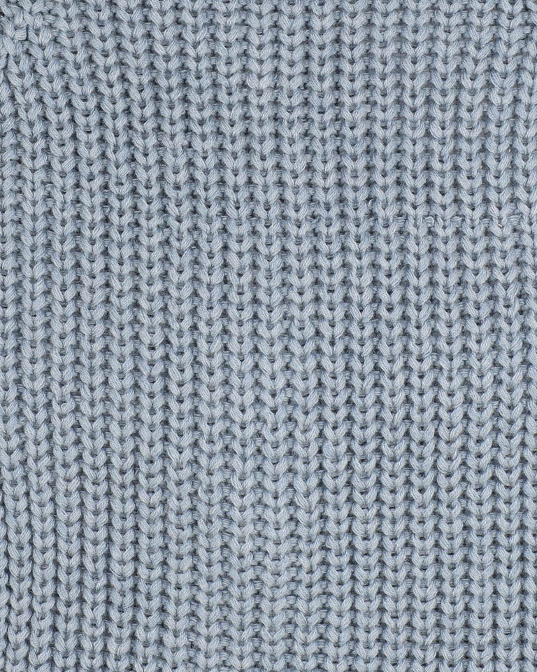 BLUE KNITTED ZIP ROMPER
