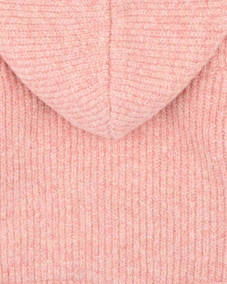 PINK MARL KNITTED HOODED JACKET
