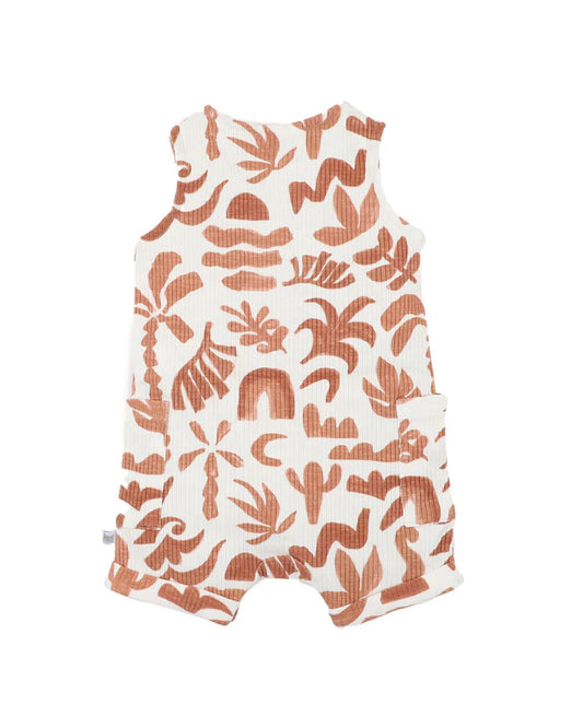 ABSTRACT OASIS CARAMEL PRINT ROMPER