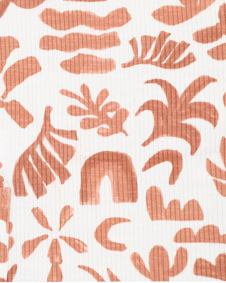 ABSTRACT OASIS CARAMEL PRINT ROMPER