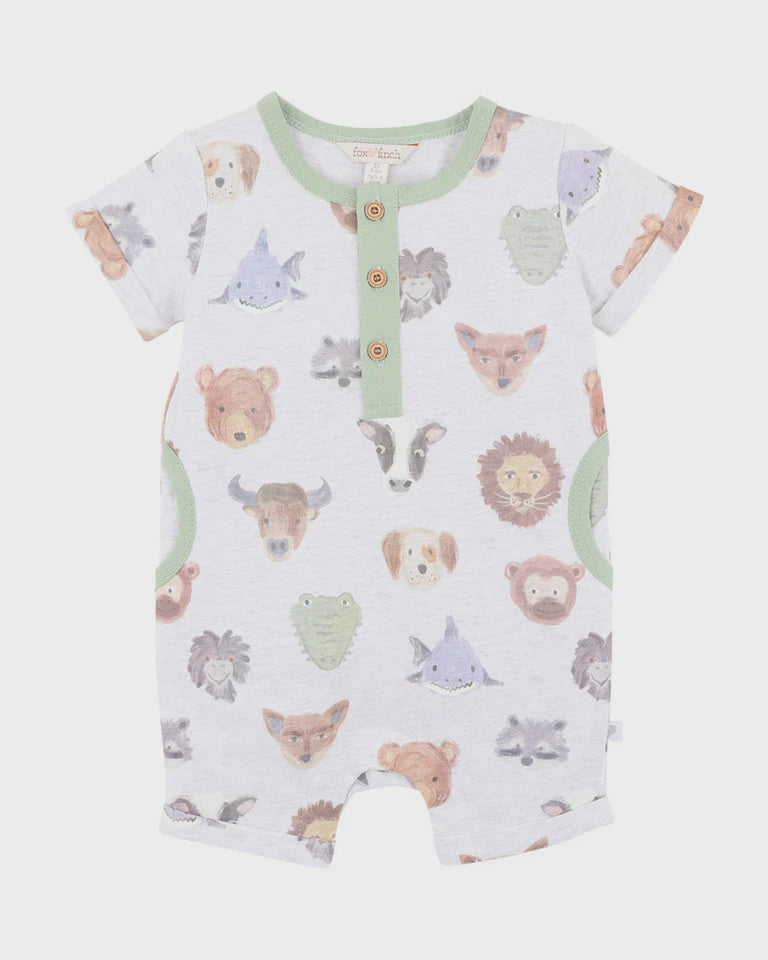 WILDLINGS PRINT SS HENLEY ROMPER