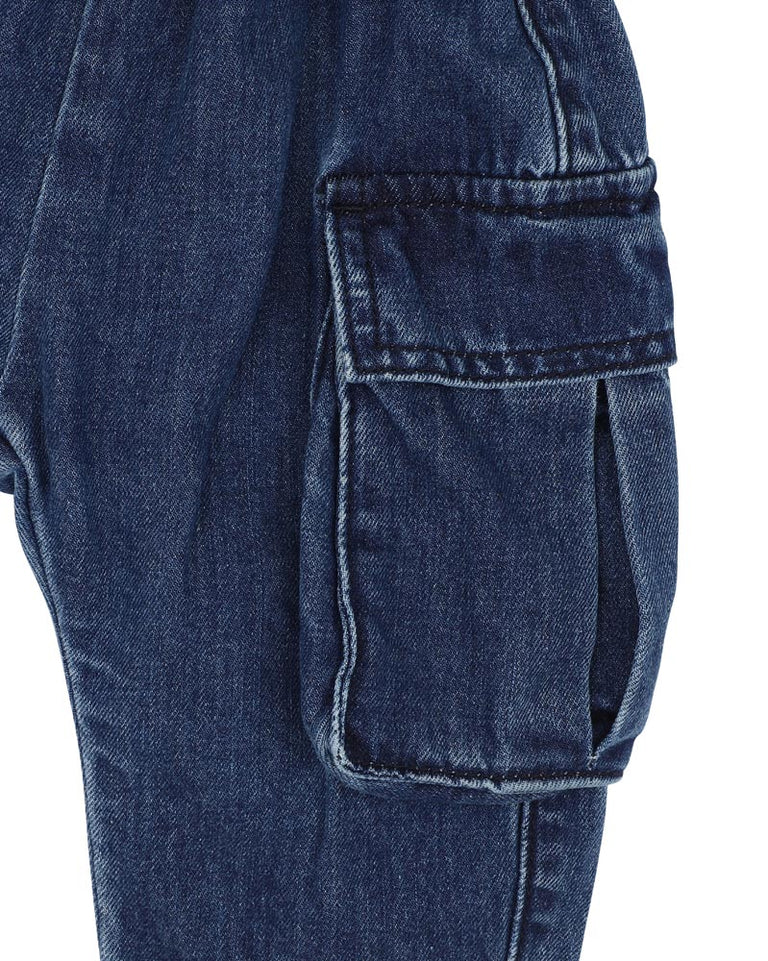 INDIGO PULL ON CARGO JEANS