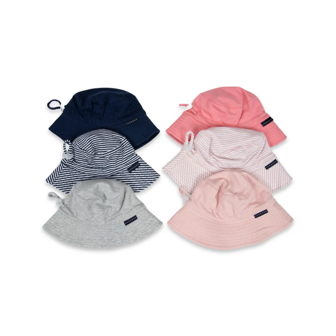 Cotton sun hat -dusty pink stripe