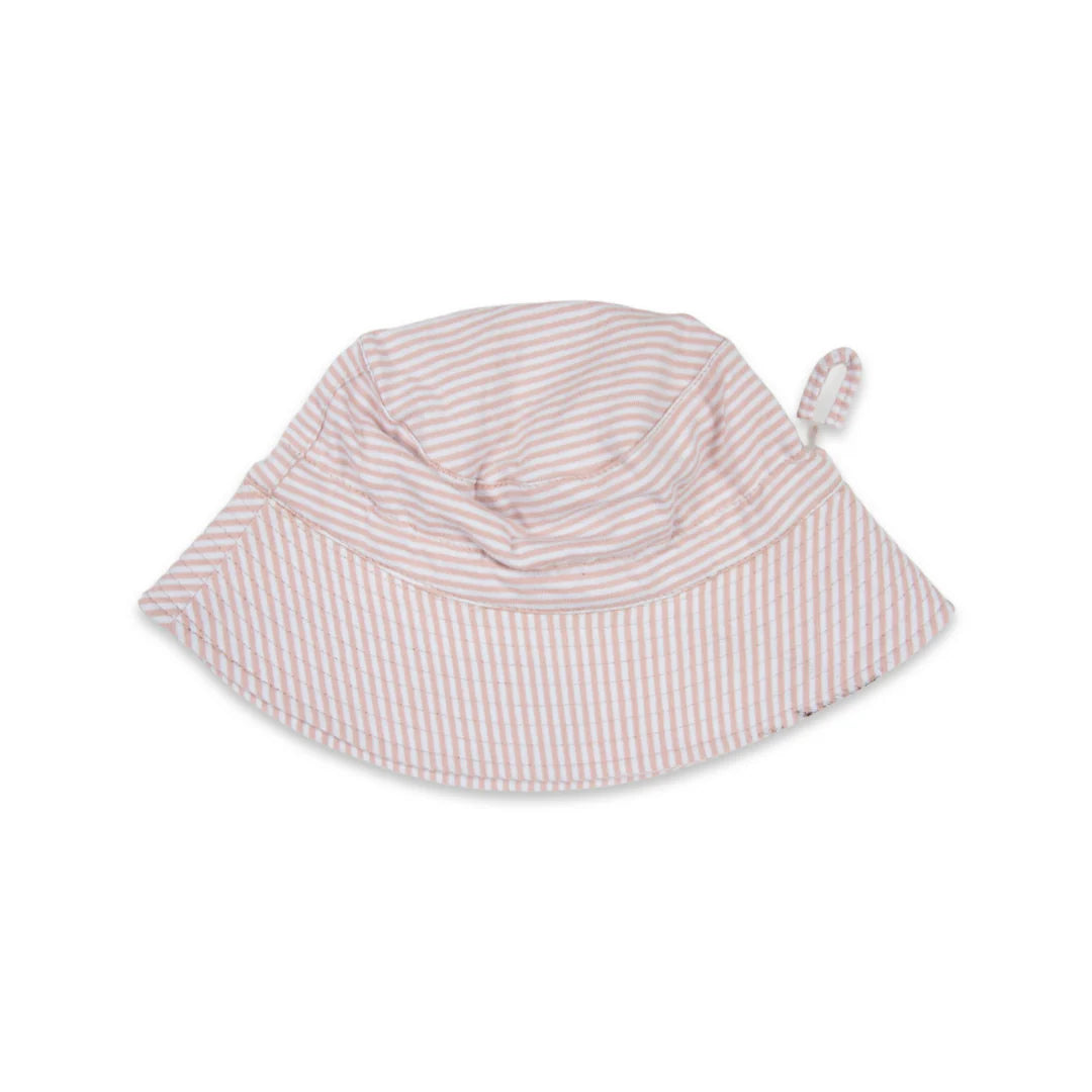 Cotton sun hat -dusty pink stripe