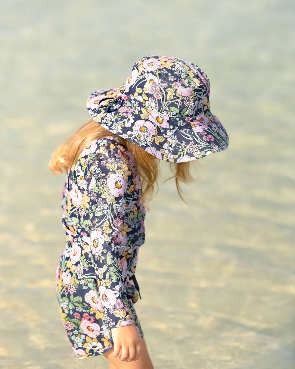 Swim Kids Rashie L/S Half Zip Classic Moonlight Bloom