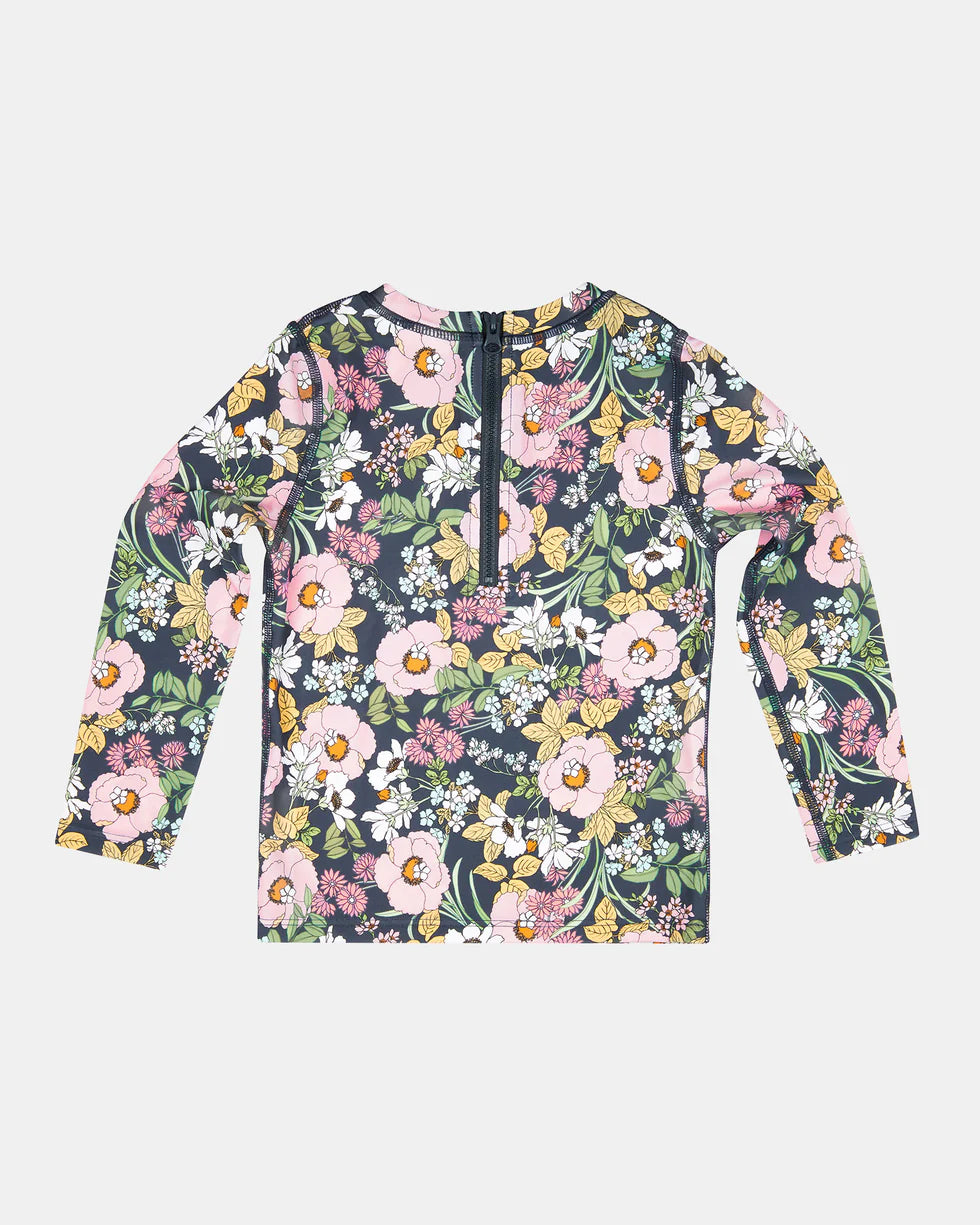 Swim Kids Rashie L/S Half Zip Classic Moonlight Bloom