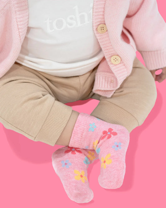 Organic Socks Ankle Jacquard - daisy