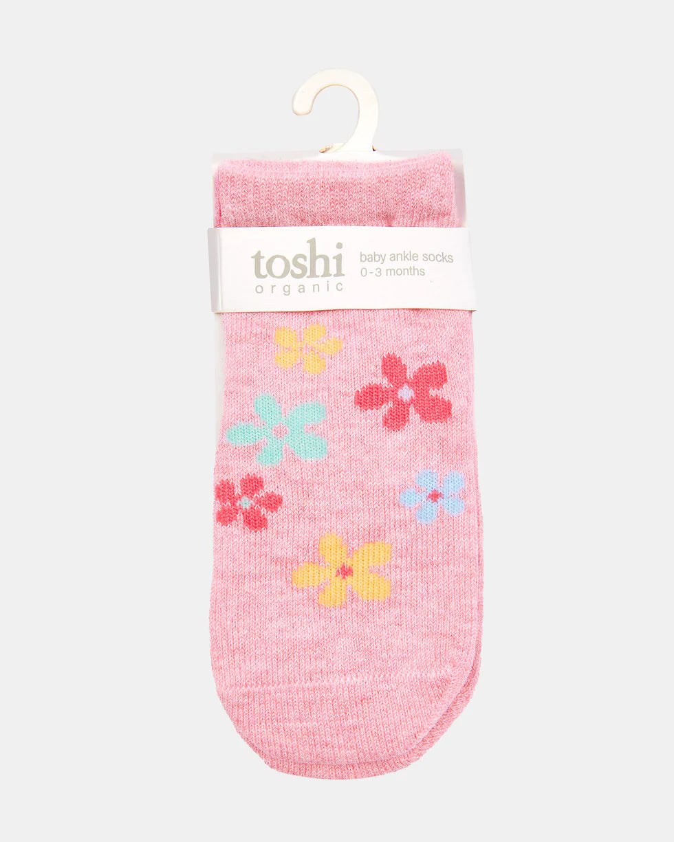 Organic Socks Ankle Jacquard - daisy