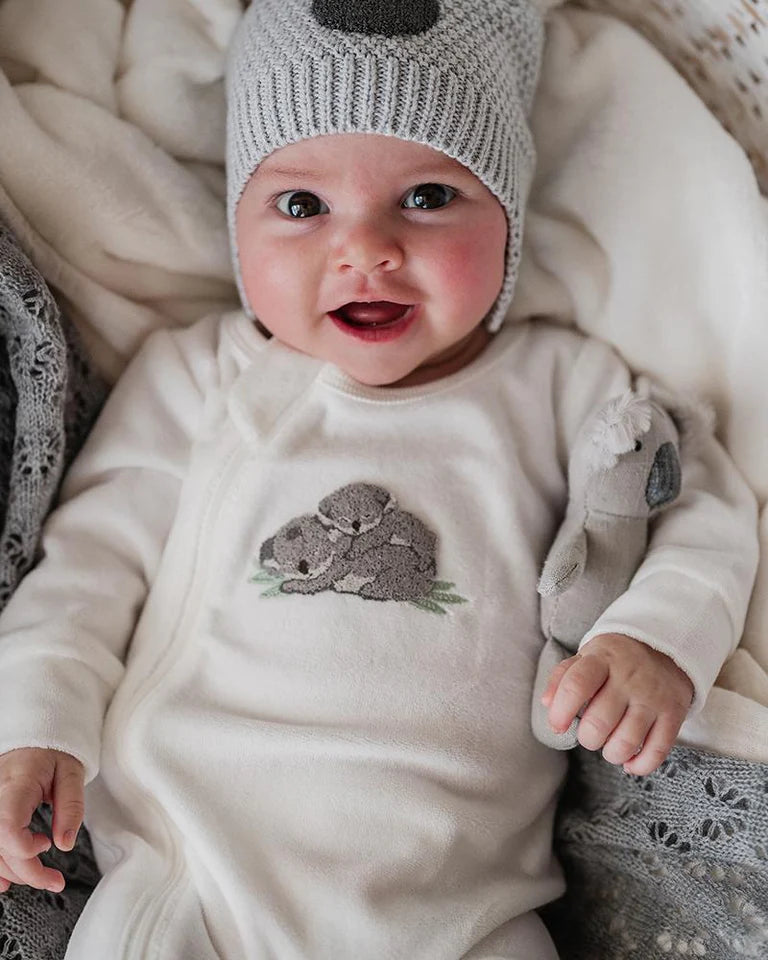BAILEY KOALA VELOUR ONESIE