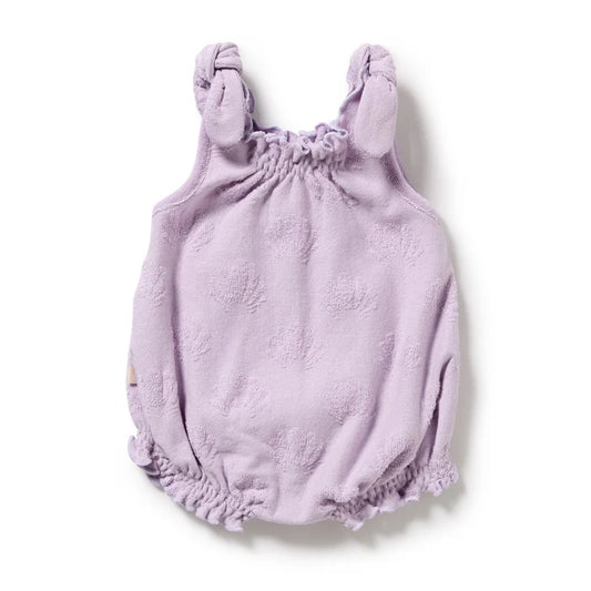 Lavender Shells Organic Terry Tie Playsuit