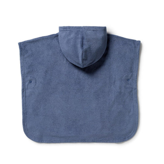 Deep Blue Organic Terry Hooded Poncho