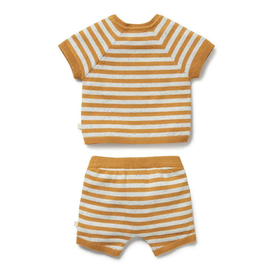 Golden Wave Stripe Organic Knitted Set