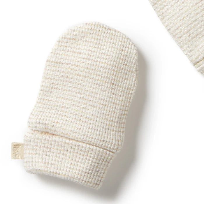 Organic Stripe Rib Mittens | Oatmeal