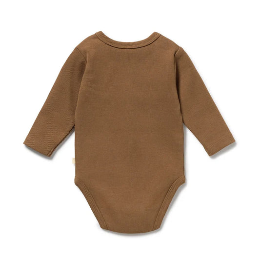 Nutmeg Organic Rib Long Sleeved Bodysuit