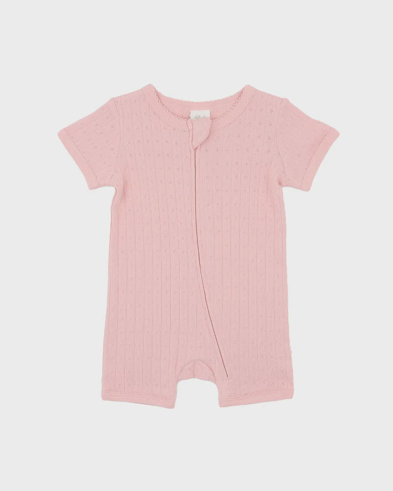 BLOSSOM ORGANIC POINTELLE SS ZIPSUIT
