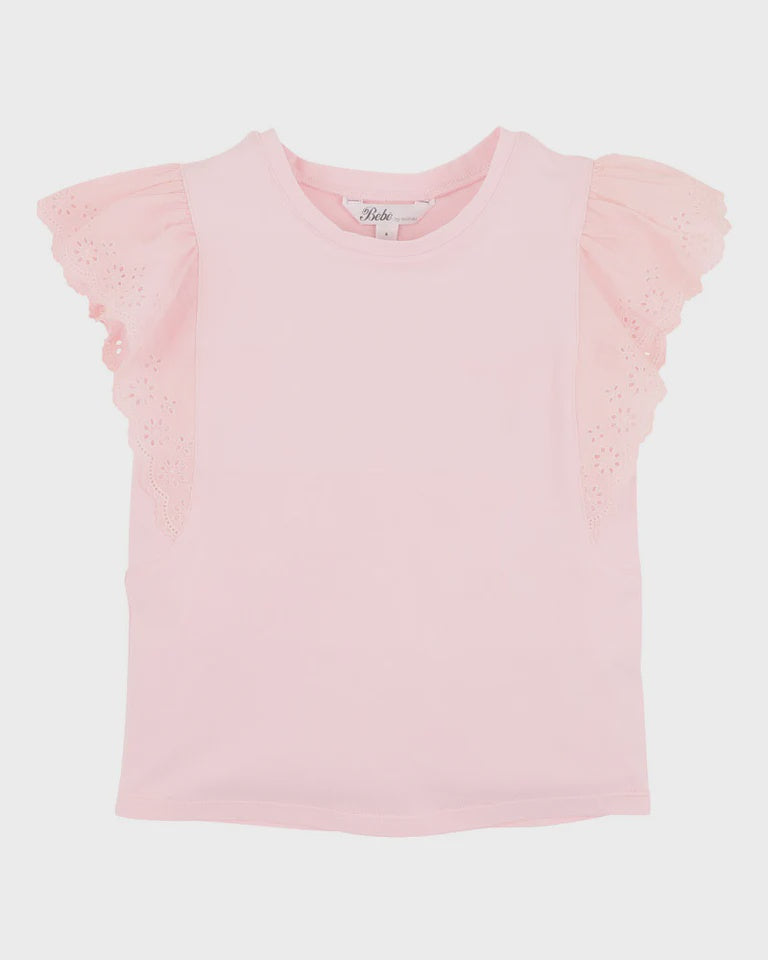 PINK BROIDERY TEE 3Y-7Y