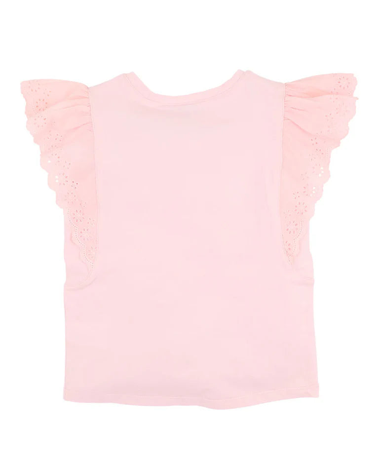 PINK BROIDERY TEE 3Y-7Y