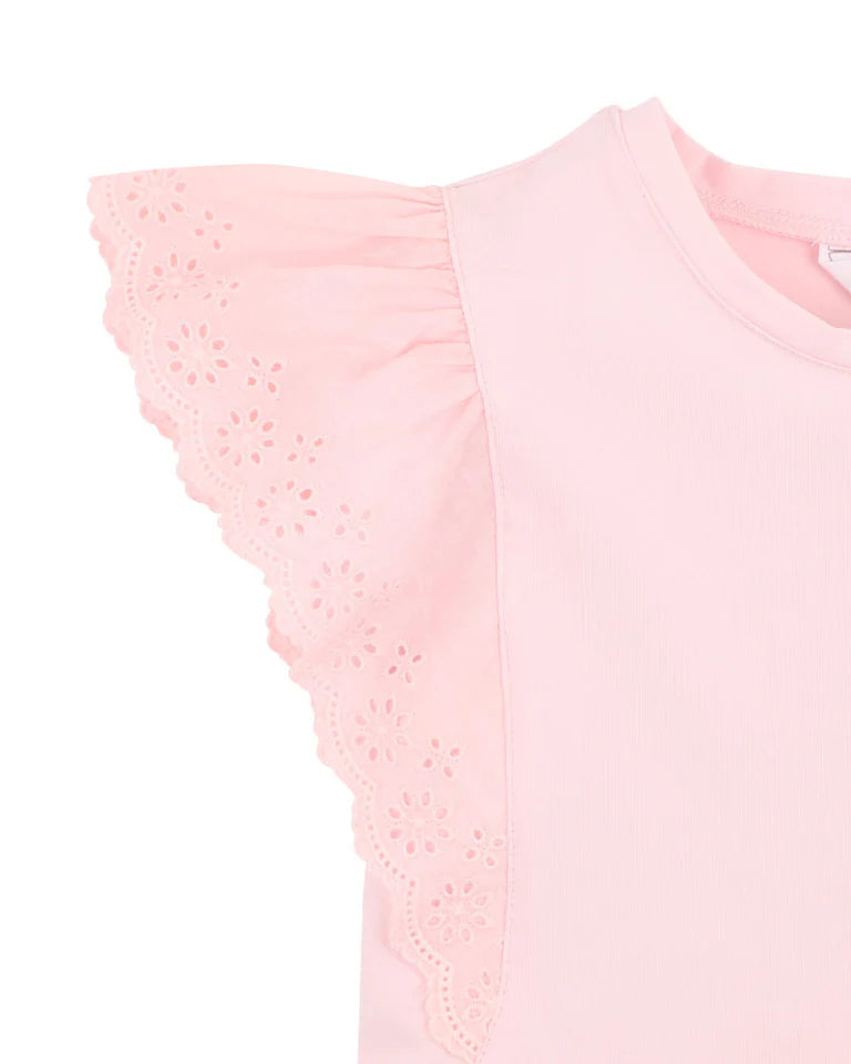 PINK BROIDERY TEE 3Y-7Y