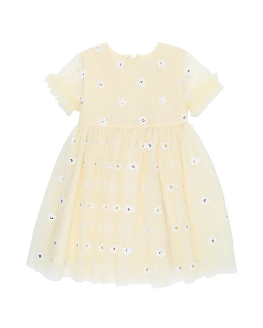 FESTIVE YELLOW SEQUIN DAISY DRESS 3-7YRS