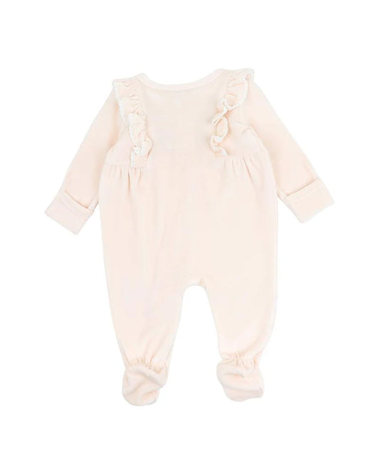 FLOSSY EMBROIDERED VELOUR LS ROMPER