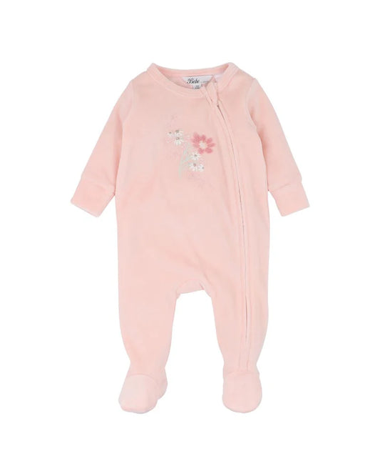 FERN VELOUR EMBROIDERED ZIP ONESIE