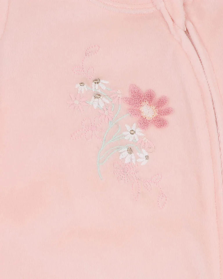 FERN VELOUR EMBROIDERED ZIP ONESIE