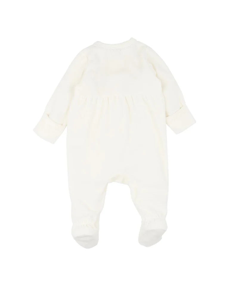 WINNIE EMB. VELOUR ZIP ONESIE