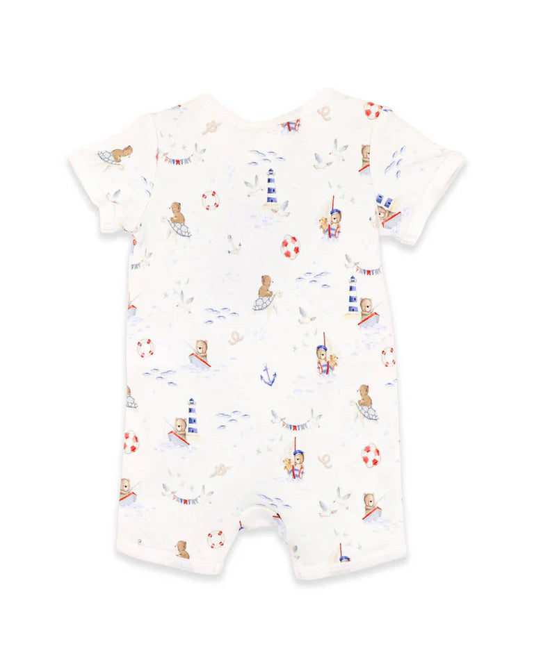 AXEL PRINT ORGANIC SS ZIP ROMPER