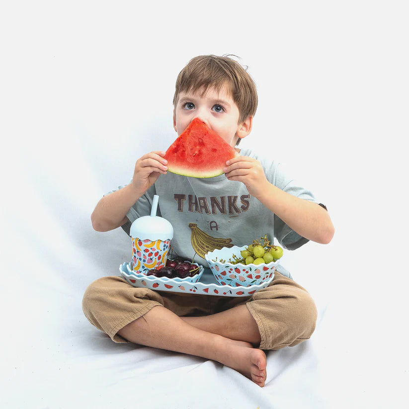 Blue Fruits Dinnerware & Smoothie Bundle