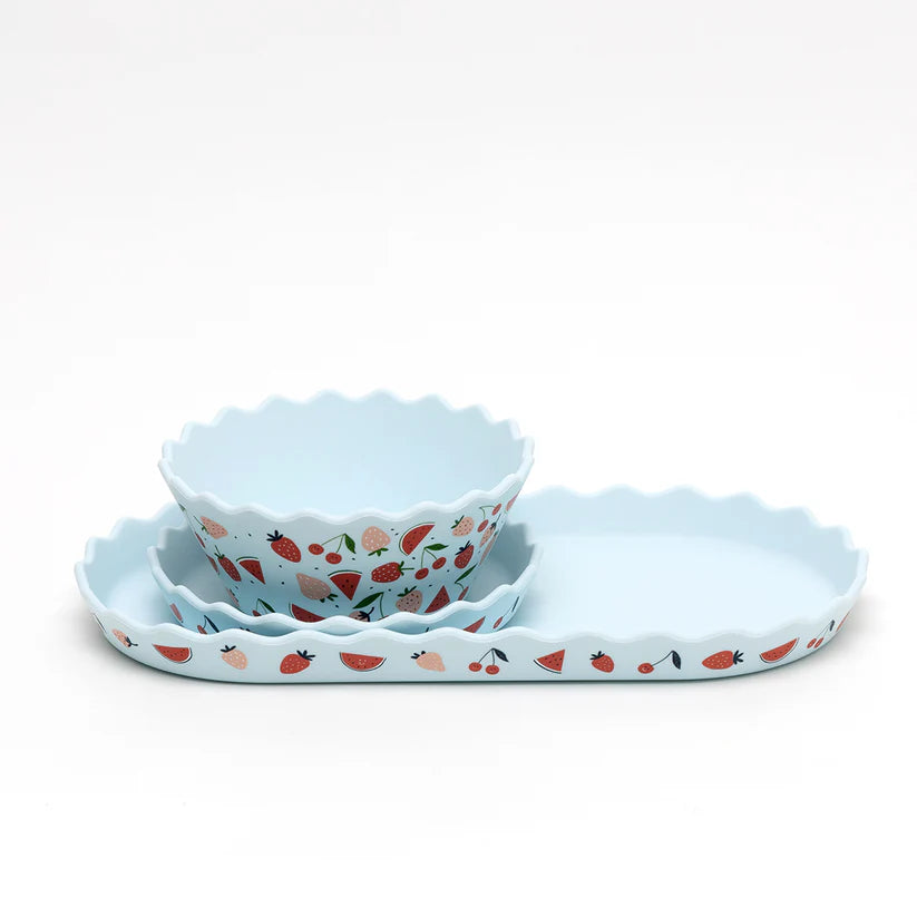 Blue Fruits Dinnerware & Smoothie Bundle
