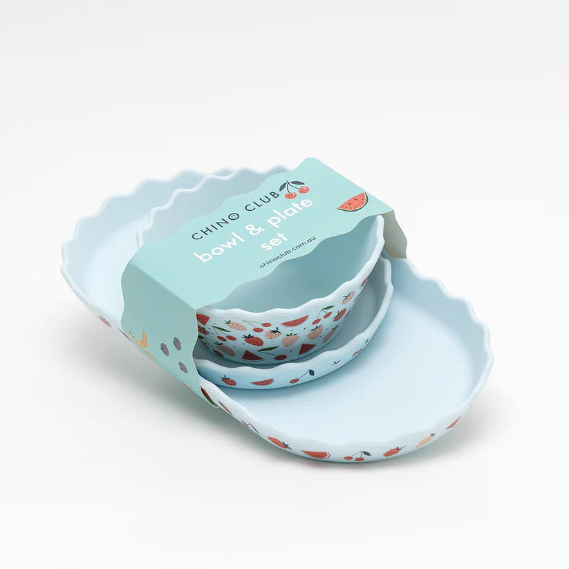 Blue Fruits Dinnerware & Smoothie Bundle