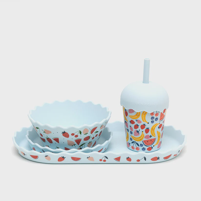 Blue Fruits Dinnerware & Smoothie Bundle