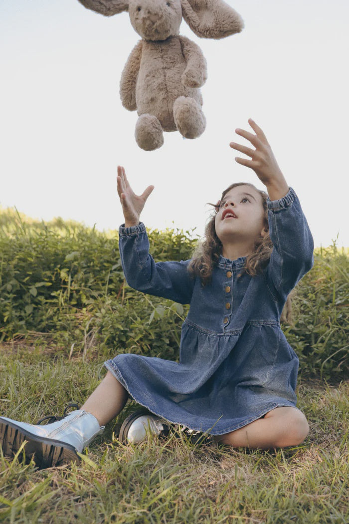 Girls Mid Wash Denim Dress